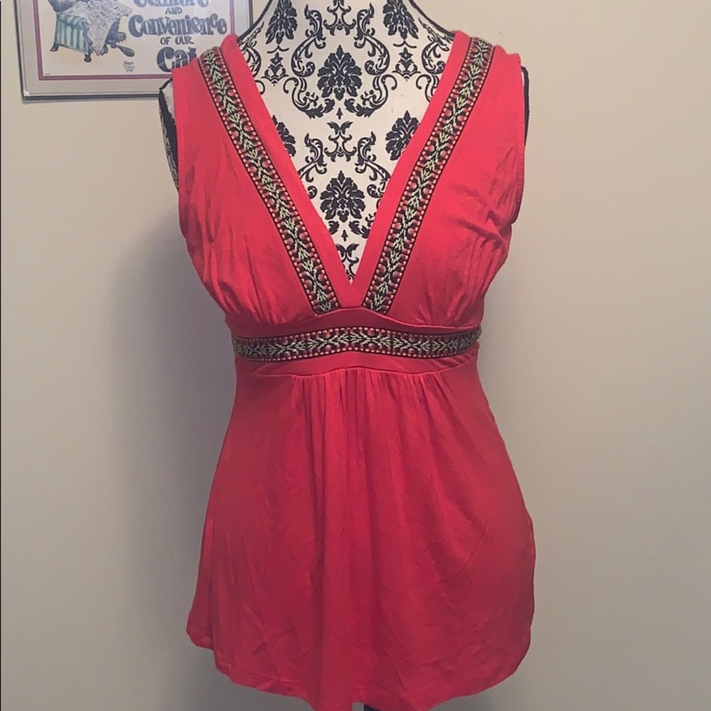Venus red embroidered tank